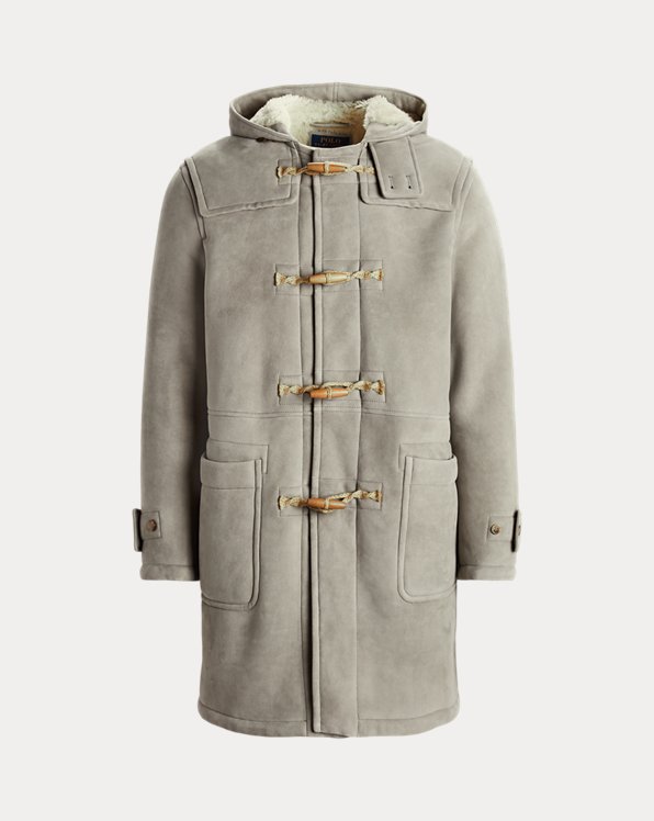 Duffel-coat à capuche en peau lainée