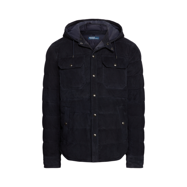Veste à capuche matelassée en daim