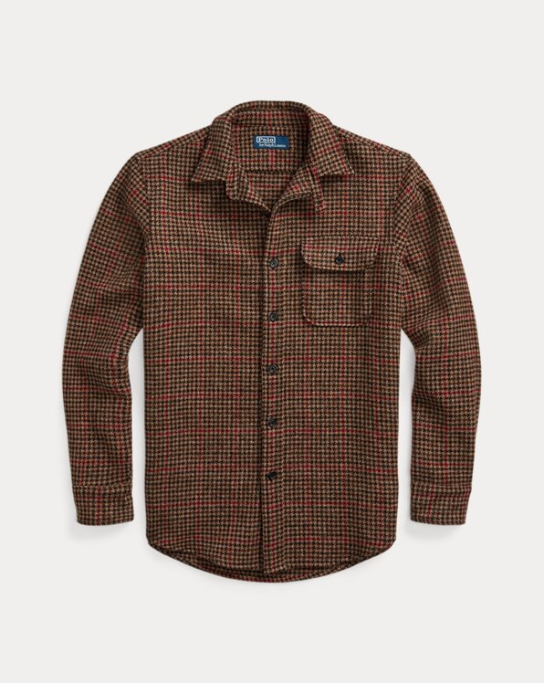 Suede-Patch Shetland Wool Overshirt