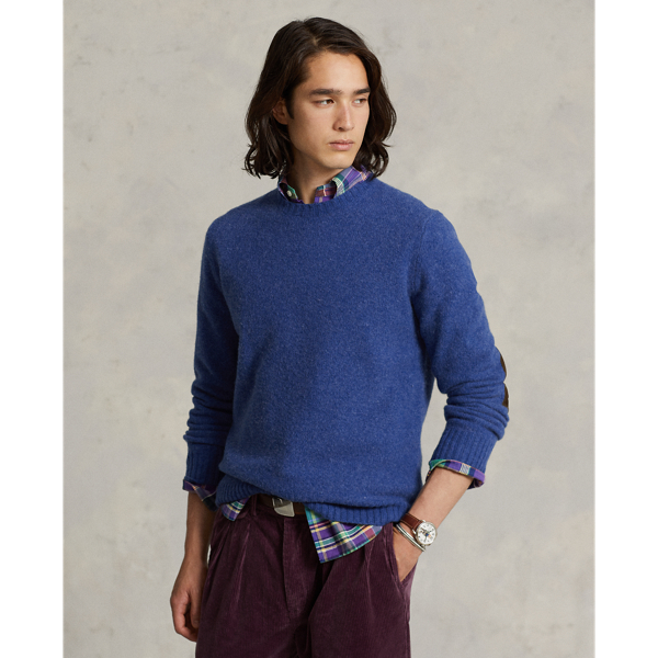 Suede-Patch Wool-Cashmere Sweater