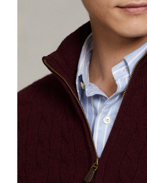 This quarter-zip jumper combines a wool-and-cashmere blend from Italy with our iconic cable-knit design.