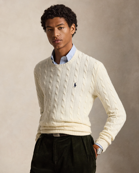 Maglia in Lana e Cashmere a Trecce Ralph Lauren