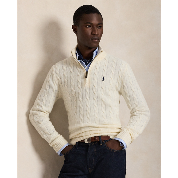 This quarter-zip jumper combines a wool-and-cashmere blend from Italy with our iconic cable-knit design.