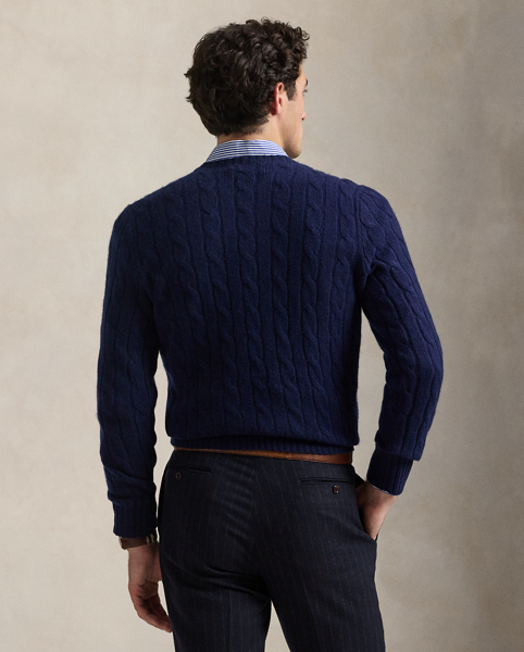 Our unisex cable-knit jumper is a Polo staple dating all the way back to 1973. What hasn't changed is the quality – 100% Italian cashmere – and the seamless way it is knit together. Known as hand-linking, this technique gives the piece an unmistakably attractive shape and soft feel.