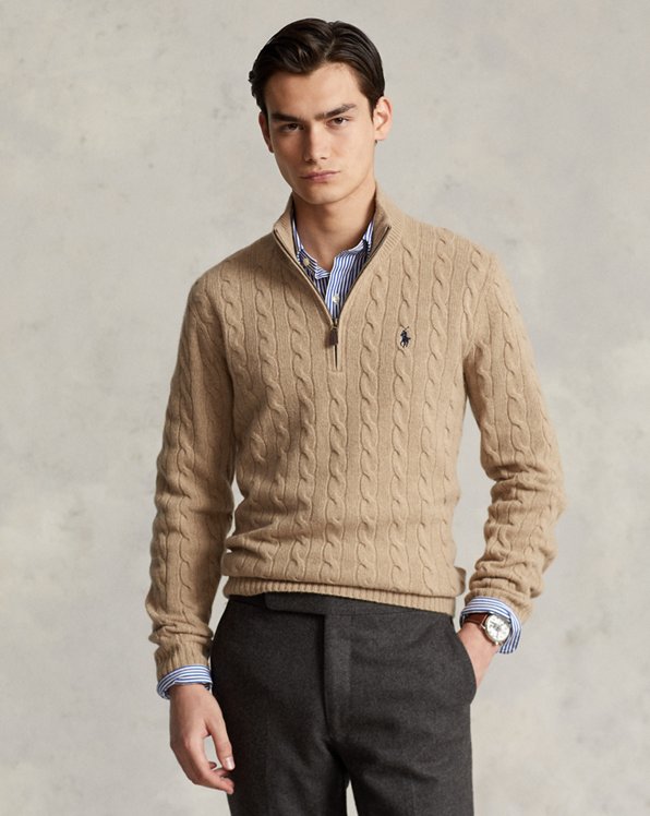 Shephe Mens Polo Cashmere Sweater with 3-Button 