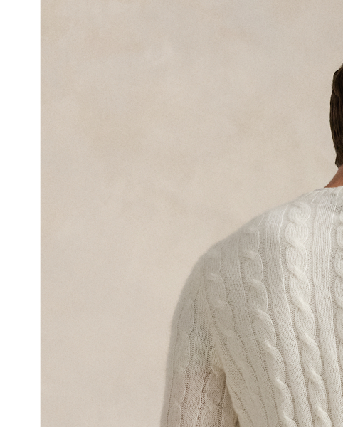 Our unisex cable-knit jumper is a Polo staple dating all the way back to 1973. What hasn't changed is the quality – 100% Italian cashmere – and the seamless way it is knit together. Known as hand-linking, this technique gives the piece an unmistakably attractive shape and soft feel.