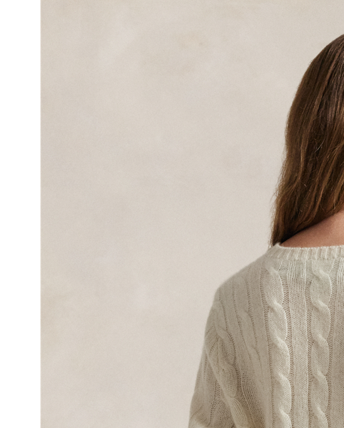 Our unisex cable-knit jumper is a Polo staple dating all the way back to 1973. What hasn't changed is the quality – 100% Italian cashmere – and the seamless way it is knit together. Known as hand-linking, this technique gives the piece an unmistakably attractive shape and soft feel.