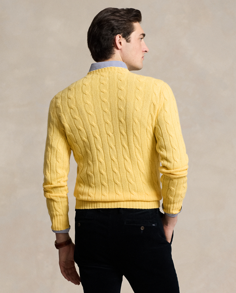 Our unisex cable-knit jumper is a Polo staple dating all the way back to 1973. What hasn't changed is the quality – 100% Italian cashmere – and the seamless way it is knit together. Known as hand-linking, this technique gives the piece an unmistakably attractive shape and soft feel.
