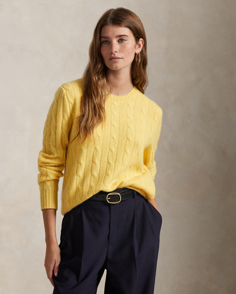 Our unisex cable-knit jumper is a Polo staple dating all the way back to 1973. What hasn't changed is the quality – 100% Italian cashmere – and the seamless way it is knit together. Known as hand-linking, this technique gives the piece an unmistakably attractive shape and soft feel.