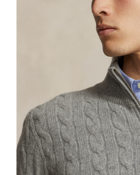This quarter-zip jumper combines a wool-and-cashmere blend from Italy with our iconic cable-knit design.