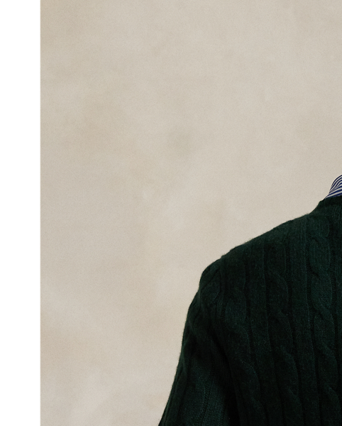 Our unisex cable-knit jumper is a Polo staple dating all the way back to 1973. What hasn't changed is the quality – 100% Italian cashmere – and the seamless way it is knit together. Known as hand-linking, this technique gives the piece an unmistakably attractive shape and soft feel.