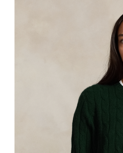 Our unisex cable-knit jumper is a Polo staple dating all the way back to 1973. What hasn't changed is the quality – 100% Italian cashmere – and the seamless way it is knit together. Known as hand-linking, this technique gives the piece an unmistakably attractive shape and soft feel.