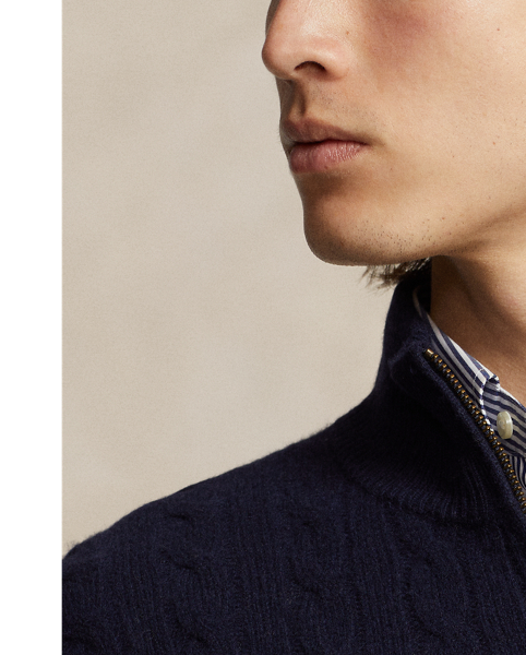 This quarter-zip jumper combines a wool-and-cashmere blend from Italy with our iconic cable-knit design.