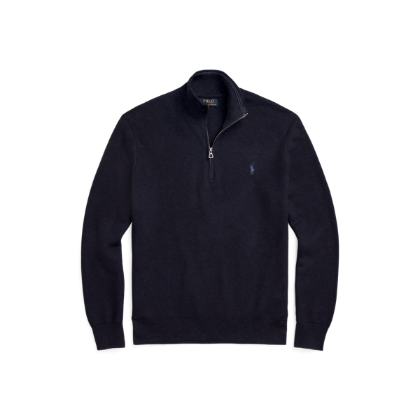 Pull demi-zippé en coton piqué
