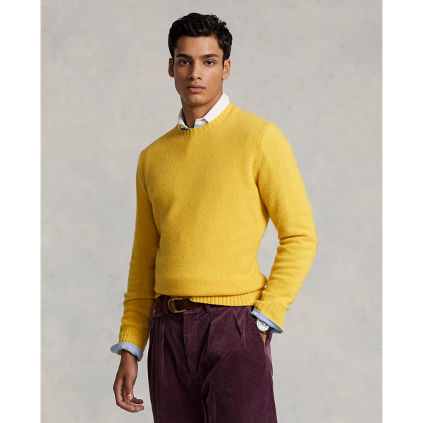 Suede-Patch Wool-Cashmere Sweater