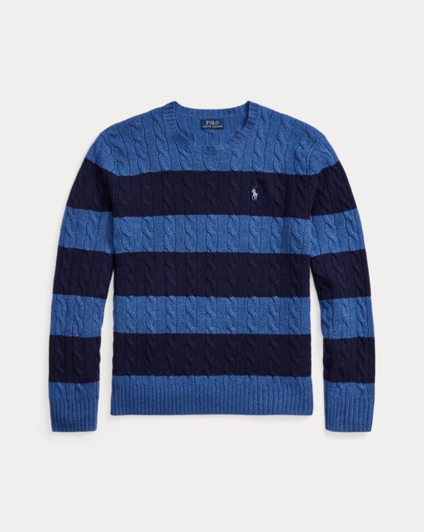 Striped Cable-Knit Wool-Cashmere Jumper