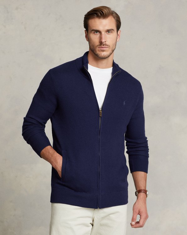 Polo Ralph Lauren Cotton Hybrid Full-zip Jumper in Navy for Men Blue Mens Clothing Sweaters and knitwear Zipped sweaters 