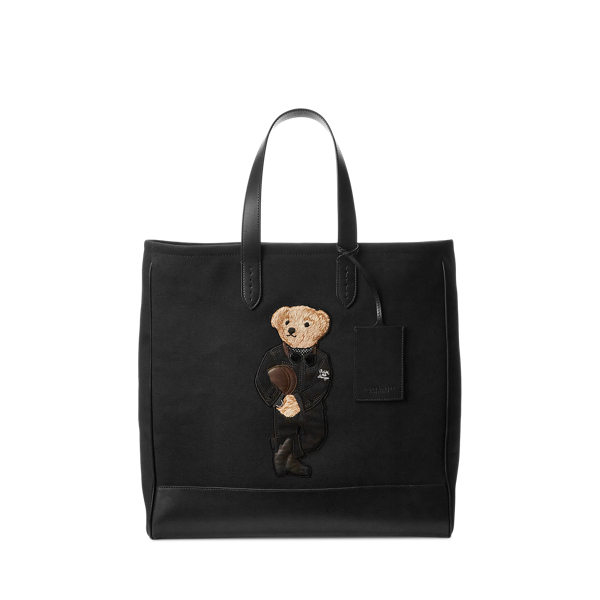Polo Bear Leather-Trim Canvas Tote