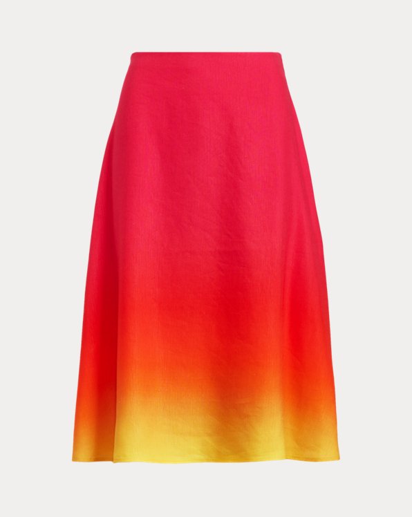 Ombré Linen-Blend Midi Skirt