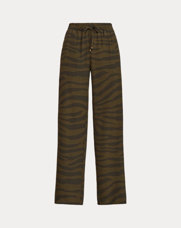 Zebra-Print Crepe Wide-Leg Trouser