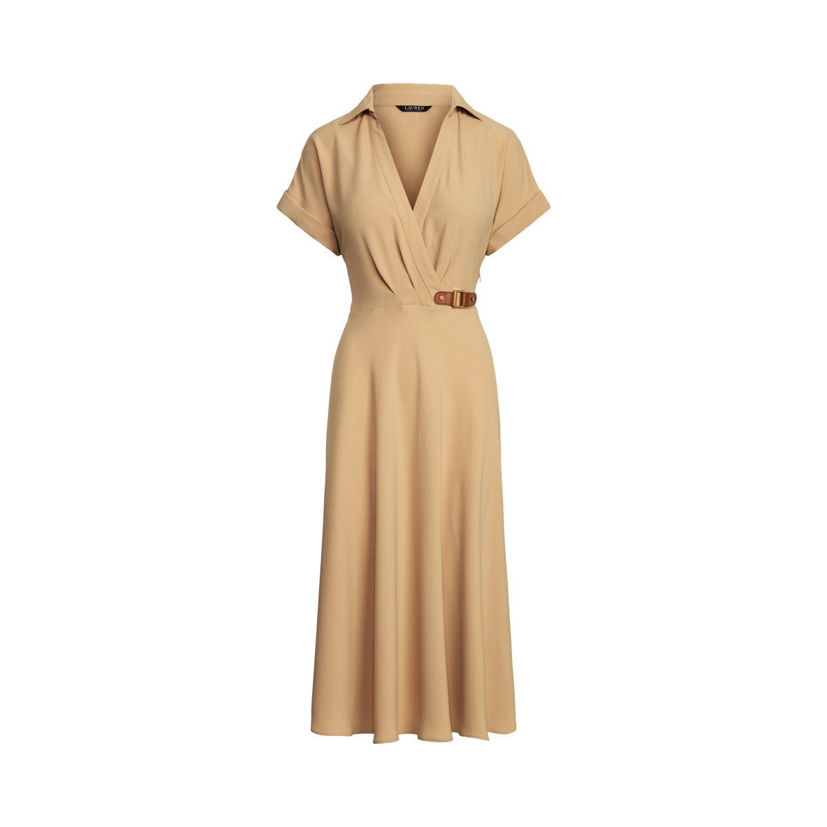 Buckle-Trim Georgette Dress