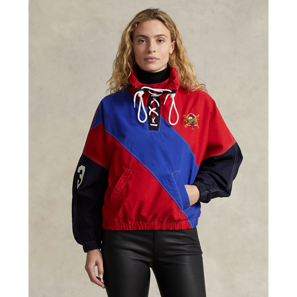 Triple-Pony Lace-Up Pullover