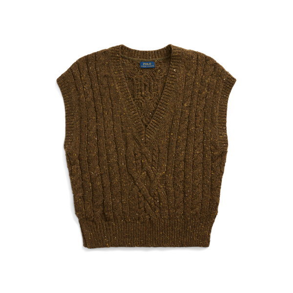 Pull débardeur col en V en tricot d'Aran pour Women | Ralph Lauren® FR