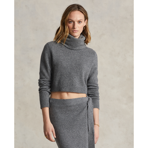 Cropped Cashmere Turtleneck Sweater