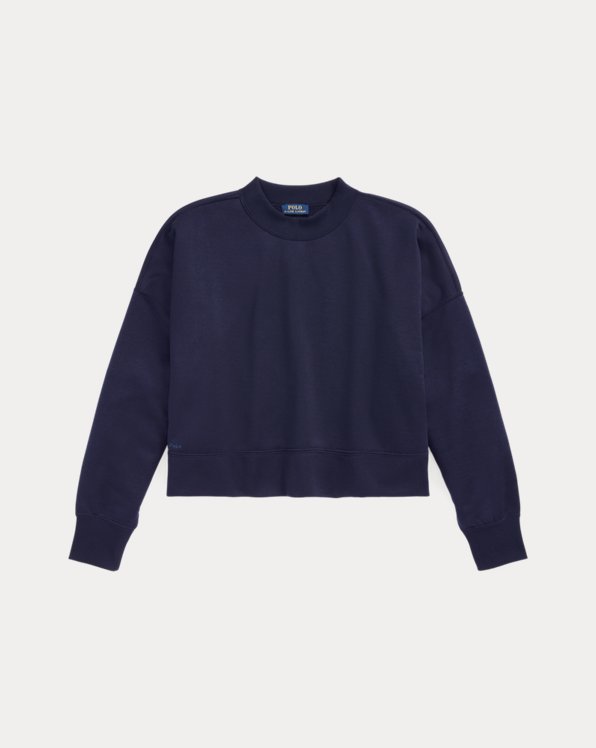 Boxy Suede-Patch French Terry Sweatshirt
