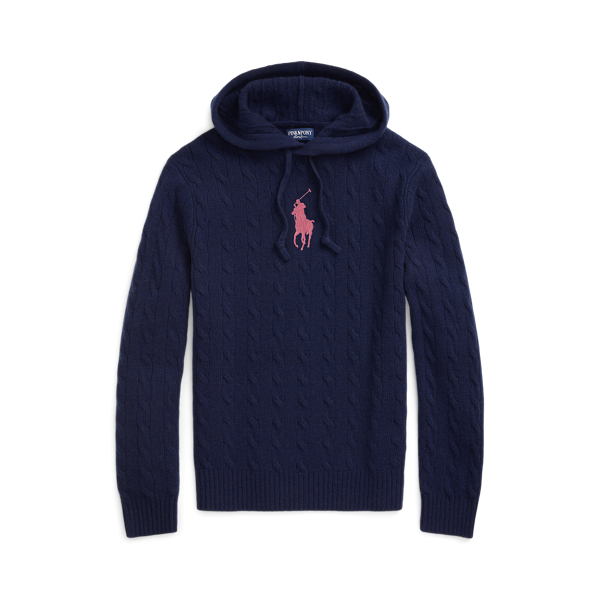Pull capuche torsadé Pink Pony cachemire