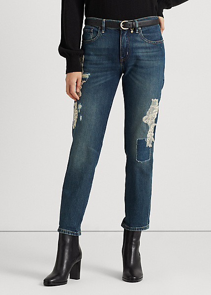 Ralph Lauren Donna Abbigliamento Pantaloni e jeans Jeans Jeans affosulati Jeans affusolati patchwork alla caviglia 