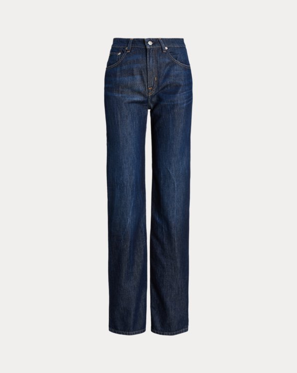 Ruimvallende rechte jeans hoge taille