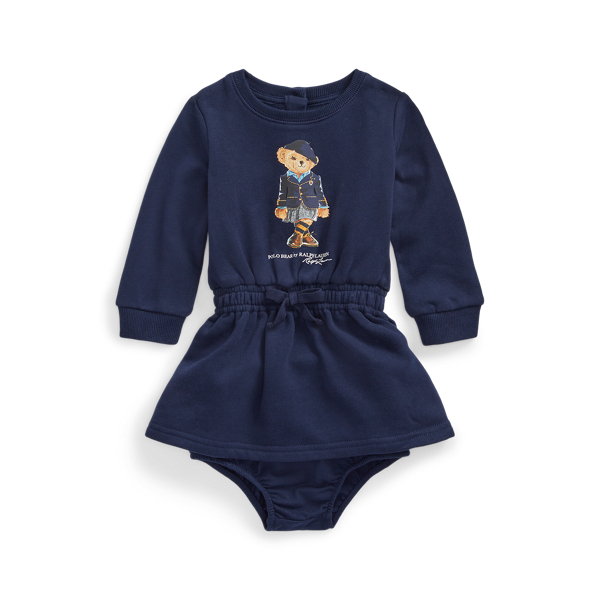 Vestido e tapa-fraldas em polar com Polo Bear