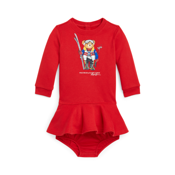 Vestido e calção de tecido polar de algodão com Polo Bear