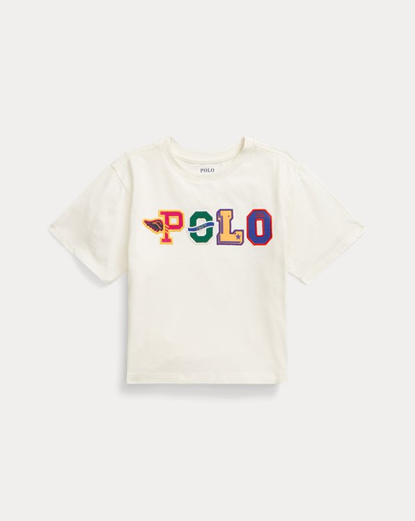 Maglietta squadrata in cotone con logo Ralph Lauren Bambina Abbigliamento Top e t-shirt T-shirt Polo 