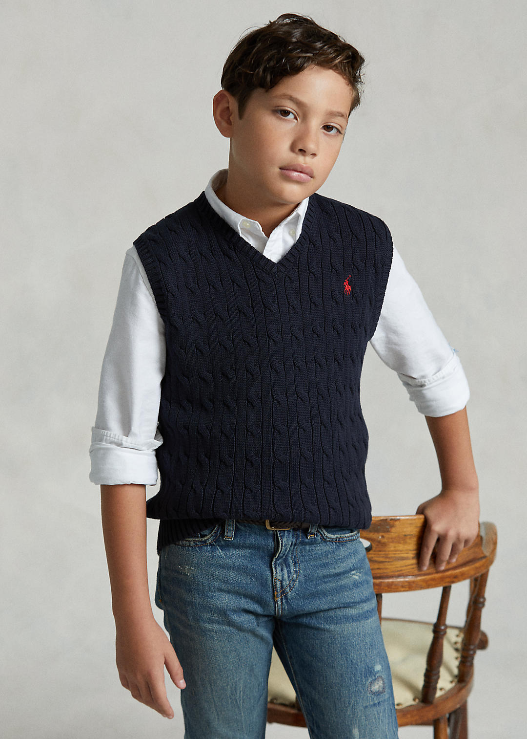 Cable Knit Cotton Sweater Vest