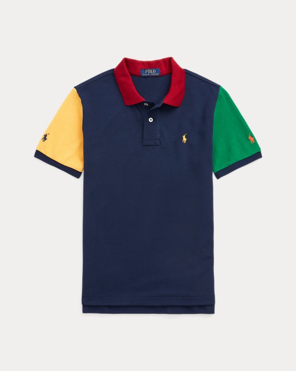 Katoenen mesh Polo-shirt met kleurvlak