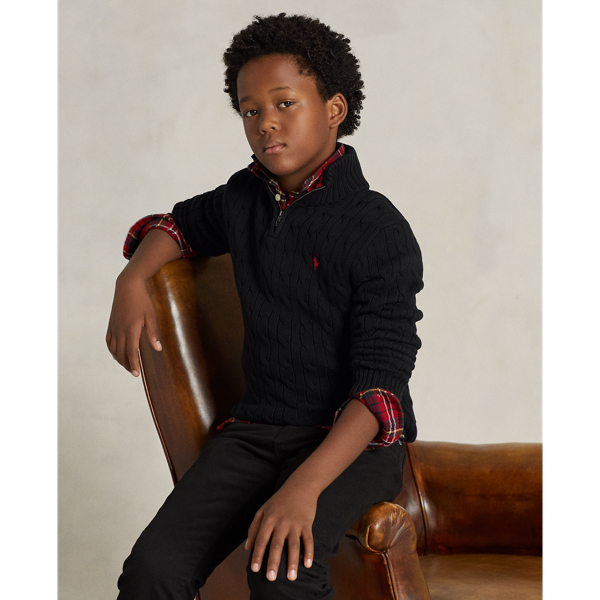 Cable-Knit Cotton Quarter-Zip Sweater
