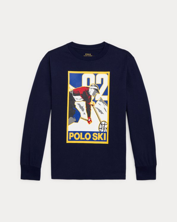Katoenen Polo Ski T-shirt met lange mouw