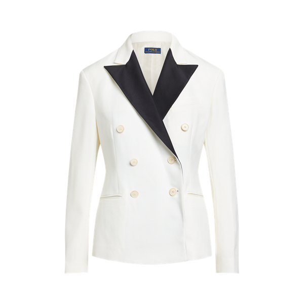 Blazer de lã com botões duplos em seda