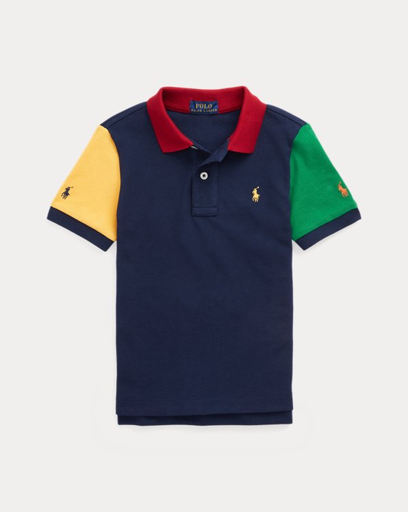Katoenen mesh Polo-shirt met kleurvlak