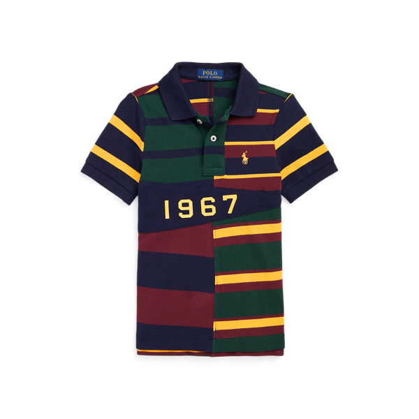 Striped Cotton Mesh Polo Shirt