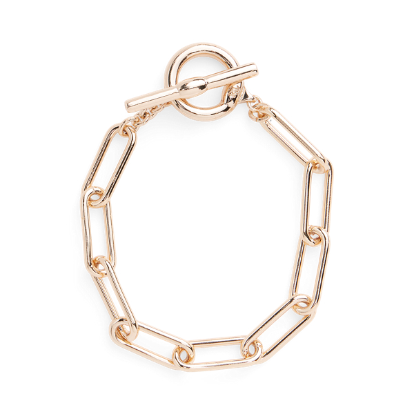 Pulseira flexível dourada de corrente