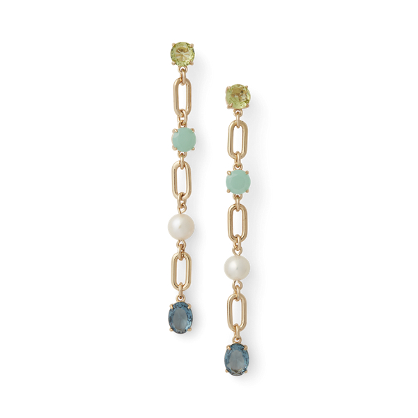 Pendants d'oreilles dorés perles pierres