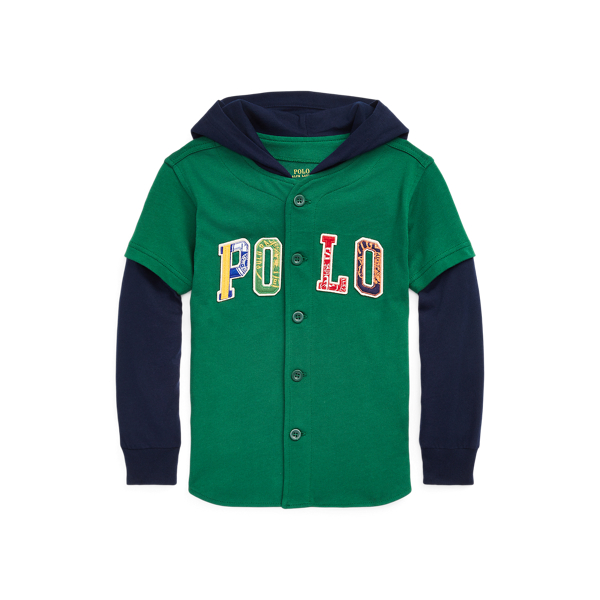 Logo Cotton Hooded Baseball Jersey