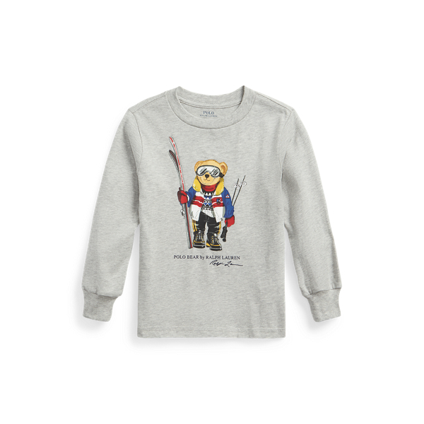 T-shirt de manga comprida de algodão com Polo Bear