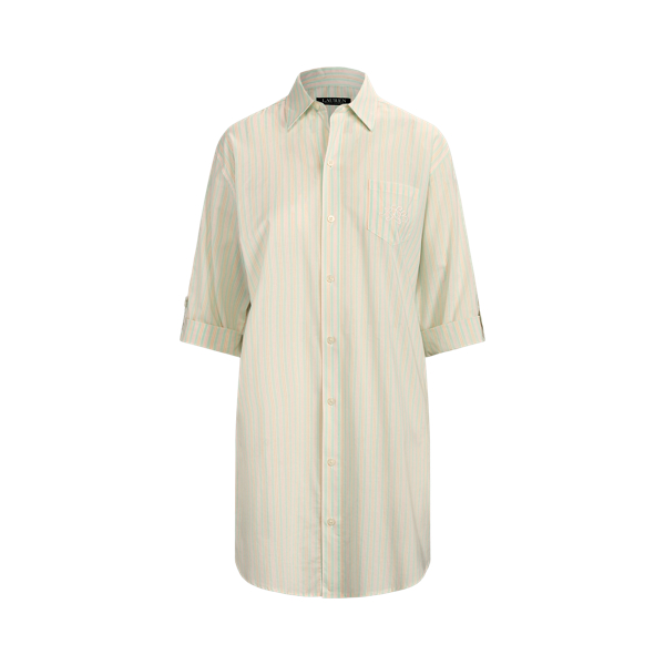 Camisa de dormir em algodão às riscas