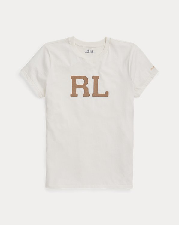 T-shirt de malha c/aplique RL de camurça
