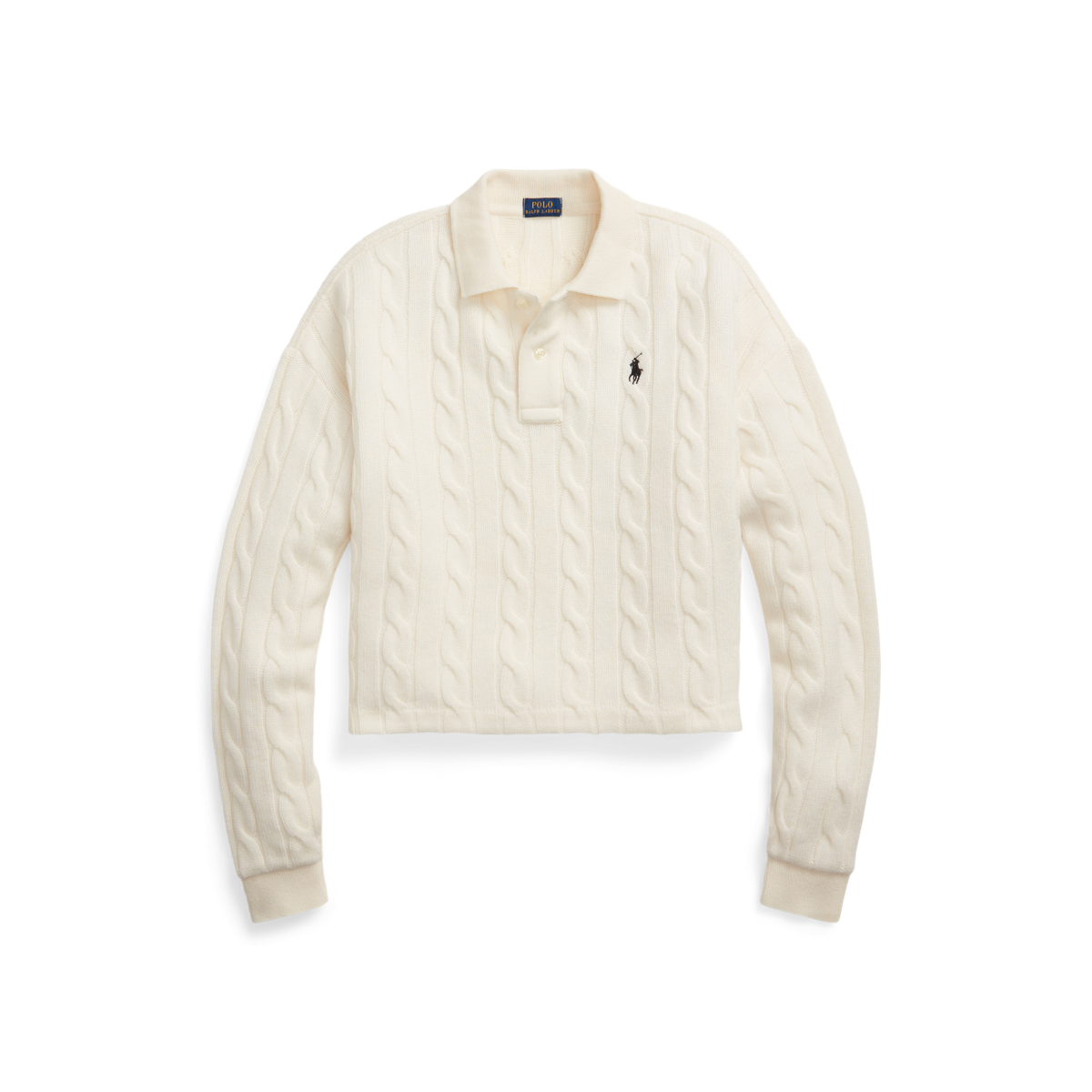 Cropped Cable Wool-Cashmere Polo Shirt