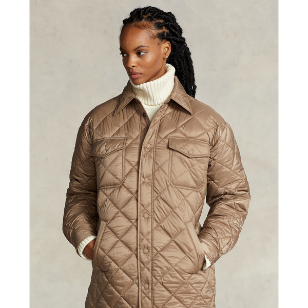 Oversize Water-Repellent Quilted Coat for Women | Ralph Lauren® UK
